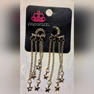 Paparazzi Gold Celestial Crescent & Star Tassel Earrings